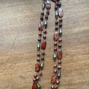 Elegant Brown Beaded Wrap Necklace